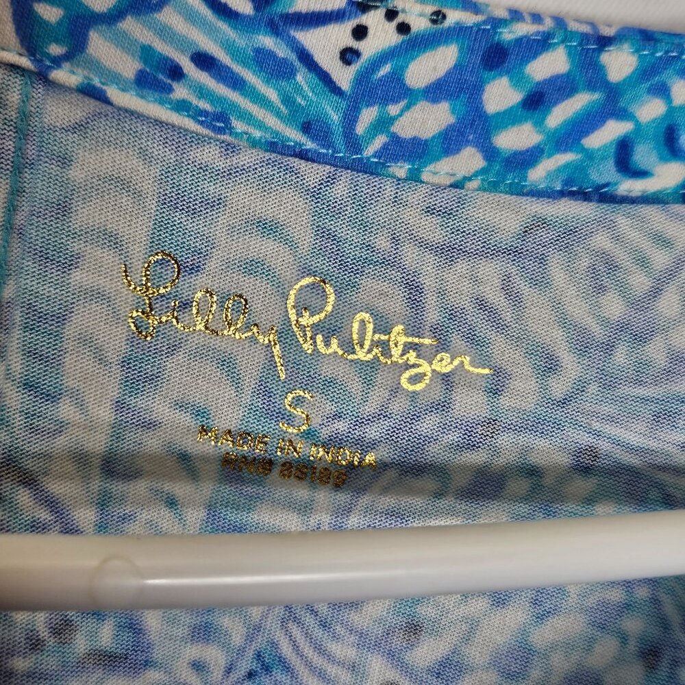 Lilly Pulitzer Blue White Seashell Print Cotton Casual Dress S Novelty Coastal - Picture 3 of 9